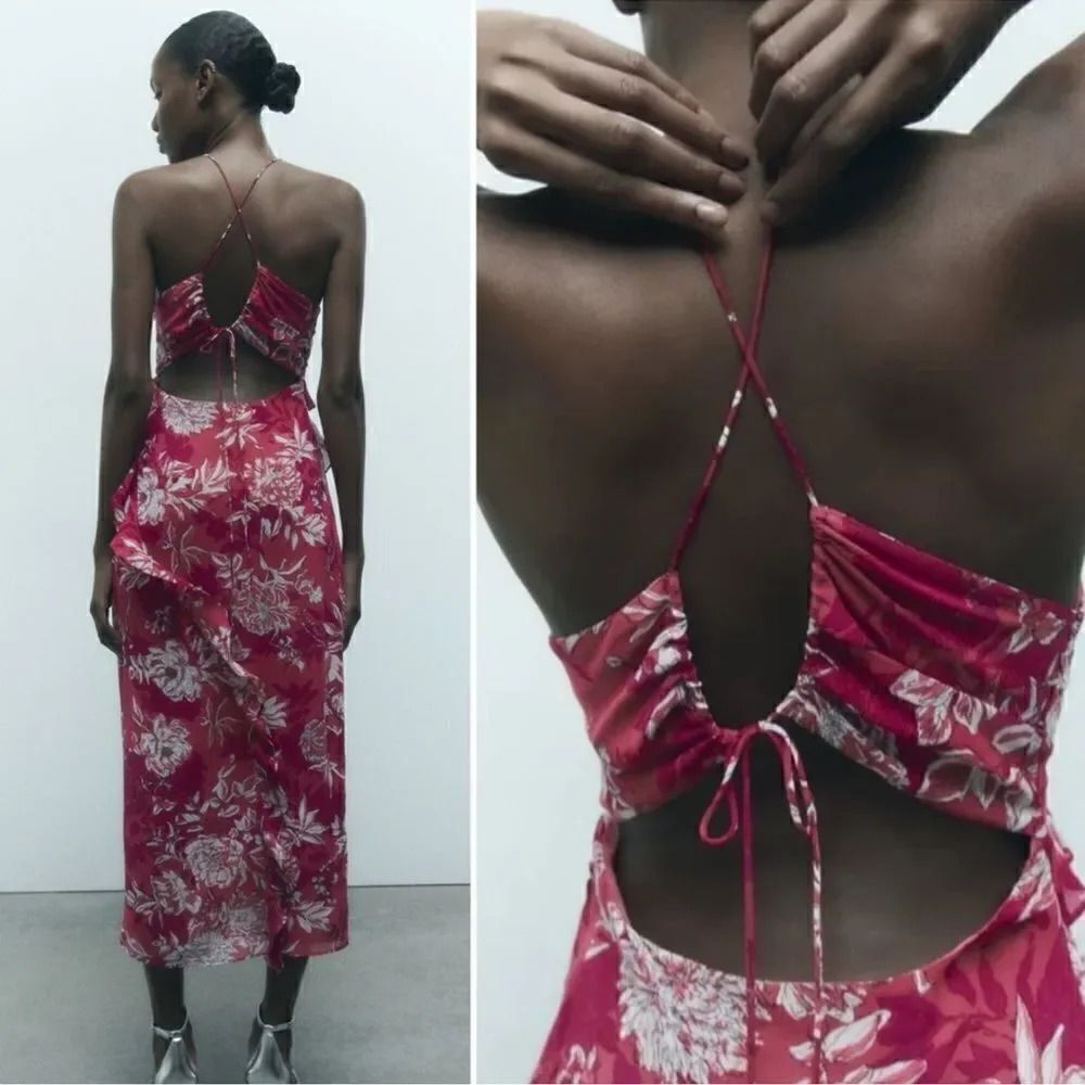 ZARA BOHO RUFFLED PRINT DRESS - Picture 10 of 12